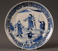 Lot 502 - A late 19th Century blue and white plate,...