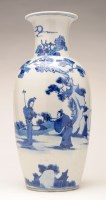 Lot 506 - A blue and white baluster vase, painted with...