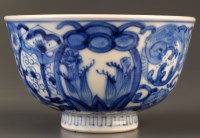 Lot 513 - A blue and white bowl, 19th Century, painted...
