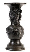 Lot 545 - A Japanese patinated bronze vase, decorated...