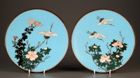 Lot 550 - A pair of cloisonne plaques, early 20th...