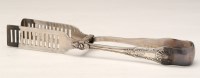 Lot 597 - A George V pair of asparagus tongs, by Gold &...