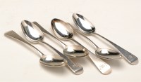 Lot 620 - Six George IV tea spoons, by James Barber and...