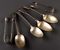 Lot 632 - Two George III table spoons, by I.L., London...