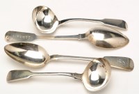 Lot 643 - Two George III sauce ladles, by Richard Pearce,...