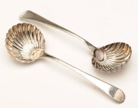 Lot 658 - Two George III sauce ladles, by Thomas Chawner,...