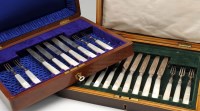 Lot 670 - Six Edwardian fruit knives and matching forks...