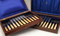 Lot 671 - Six Edwardian fish knives and matching forks,...