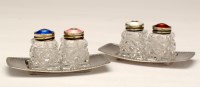Lot 709 - A pair of silver and enamel condiment sets,...