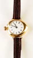 Lot 728 - A lady's yellow metal wristwatch, the...