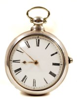 Lot 737 - A William IV silver pair-cased pocket watch,...