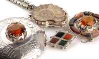 Lot 791 - A Scottish orange-stone, agate and silver...