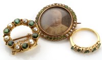 Lot 840 - An green tourmaline and pearl hoop pattern...