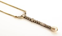 Lot 856 - A diamond and pearl drop necklace, the main...