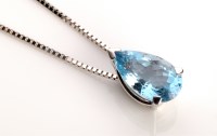 Lot 866 - An aquamarine pendant, the pear-shaped...