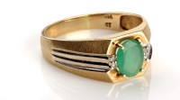 Lot 877 - A gentleman's emerald and diamond ring, the...