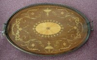 Lot 977 - An Edwardian inlaid mahogany tray, with...