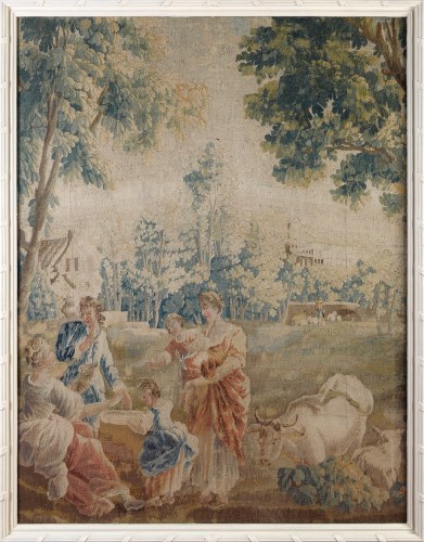 Lot 1005 - A framed Aubusson tapestry panel, mid 18th...