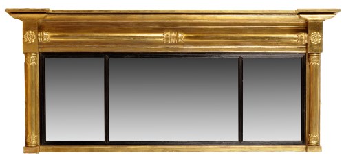Lot 1037 - A Regency breakfront overmantel mirror,...