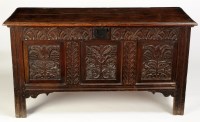 Lot 1044 - A 17th Century rectangular oak coffer, the...