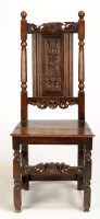 Lot 1045 - An early 18th Century oak chair with carved...