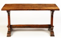 Lot 1048 - A rectangular refectory table with elm plank...