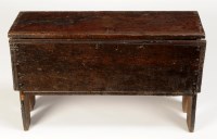 Lot 1054 - A 17th Century small rectangular oak coffer...