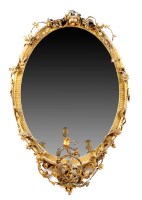 Lot 1062 - A 19th Century oval gilt frame wall mirror,...