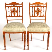 Lot 1101 - A set of six late Victorian satinwood salon...