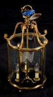 Lot 1140 - A Georgian style brass hall lantern, the...