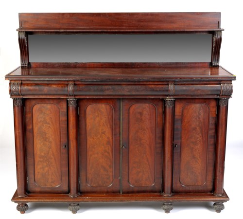 Lot 1168 - A Regency mahogany sideboard with raised...