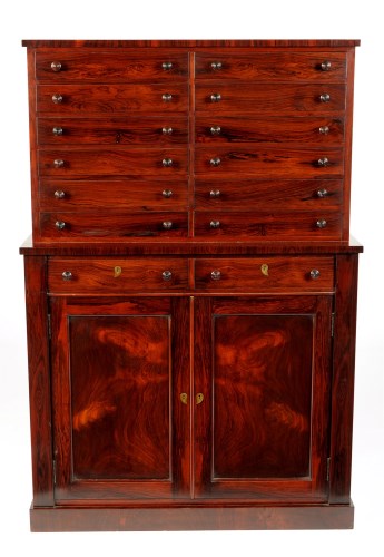 Lot 1185 - A rosewood cabinet, with an arrangement of...
