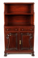 Lot 1187 - A mahogany chiffonier, the raised back fitted...