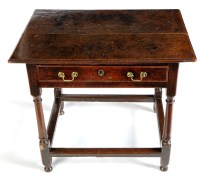 Lot 1192 - An early 18th Century oak side table with...