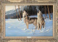 Lot 227 - Stephen Cummins (1943-) TWO WOLVES IN THE SNOW...