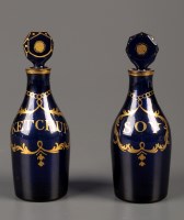 Lot 274 - Two Bristol Blue condiment decanters, gilded...