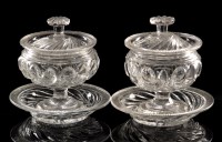 Lot 277 - A pair of cut glass pickle jars, covers and...