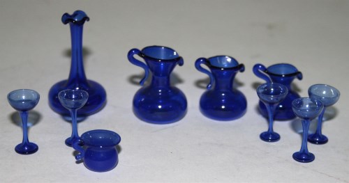 Lot 287 - A group of 'Dolls House' blue glass ware,...