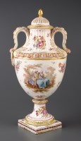 Lot 313 - A covered faience vase, probably French, 19th...