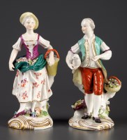 Lot 317 - A pair of Dresden figures of a Shepherd and...