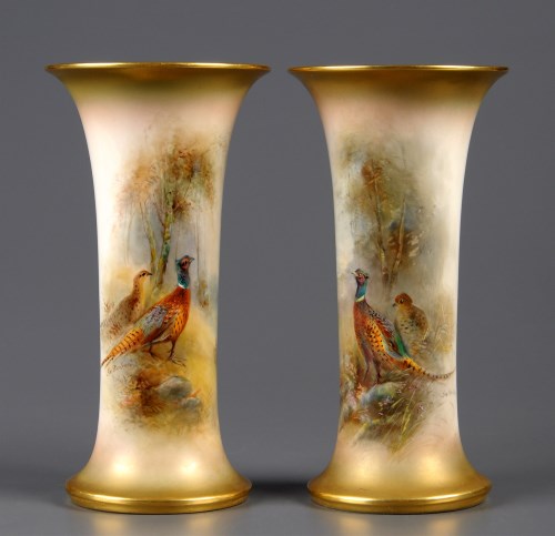 Lot 359 - Royal Worcester: a pair of vases, shape number...