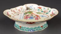 Lot 415 - A Canton enamel oval serving dish of lobed...