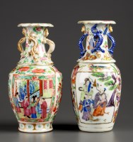 Lot 422 - A Canton Enamel vase, 19th Century; together...