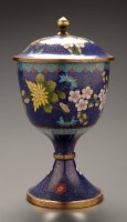 Lot 432 - A cloisonne vase and cover, of goblet form,...