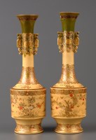 Lot 438 - A pair of Satsuma vases, circa 1900, the buff...