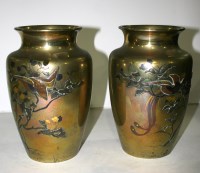 Lot 453 - A pair of bronze vases, 19th Century, with...