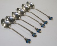 Lot 530 - Six Edwardian ornamental tea spoons, by James...