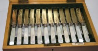 Lot 531 - Twelve Edwardian fruit knives and twelve...