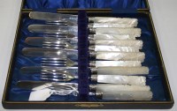 Lot 579 - Six Victorian dessert knives and six matching...