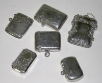 Lot 628 - Six late 19th/early 20th Century silver vesta...